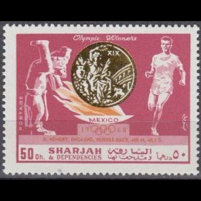 Sharjah Mi.Nr. 519A Olympia 1968 Mexiko, Sieger D.Hemery (50)