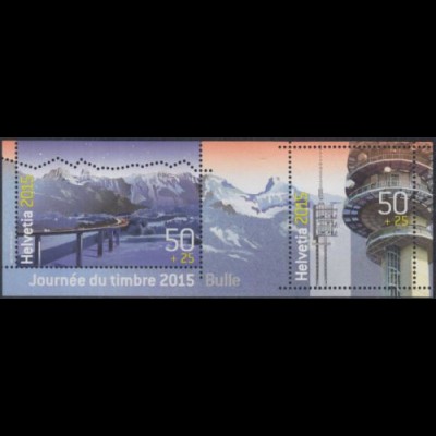 Schweiz MiNr. Block 60 Tag der Briefmarke, Autobahnviadukt, Sendeturm