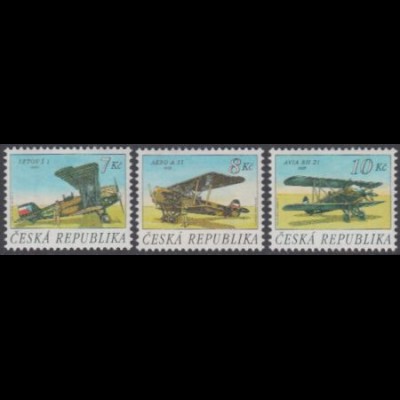 Tschechien Mi.Nr. 127-29 Alte Flugzeuge (3 Werte)