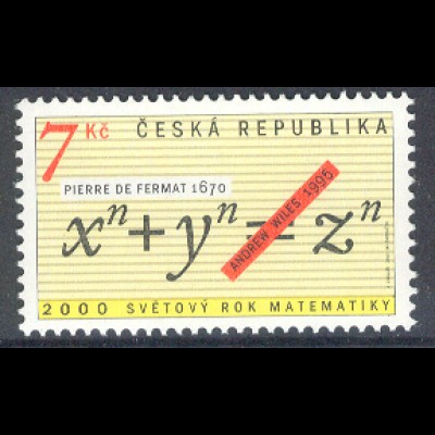 Tschechien Mi.Nr. 259 Int. Jahr der Mathematik, Fermats Theorem, Andrew Wiles
