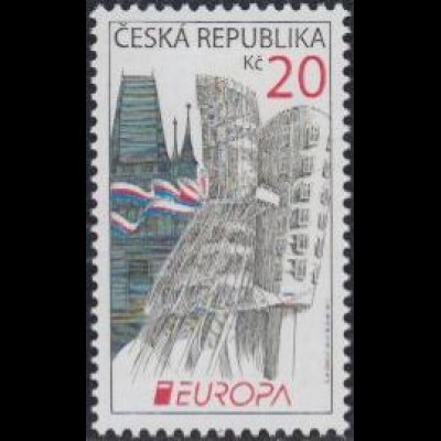 Tschechien Mi.Nr. 718 Europa 12 Besuche, Brückenturm, Tanzendes Haus Prag (20)