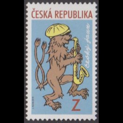 Tschechien MiNr. 978 Tschechischer Jazz, Wappenlöwe, Saxophon (Z)