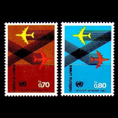 UNO Genf Mi.Nr. 76-77 Org. für Zivilluftfahrt ICAO, 2 Flugzeuge (2 Werte)