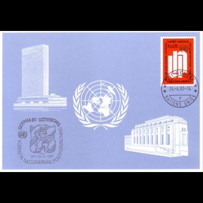 UNO Genf Blaue Karte Mi.Nr. 100 Göteborg, Gothia (24.-26.4.81)