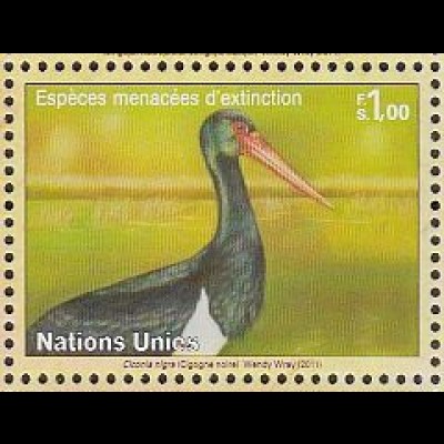 UNO Genf Mi.Nr. 776 Gefährdete Arten, Vögel, Schwarzstorch (1,00)