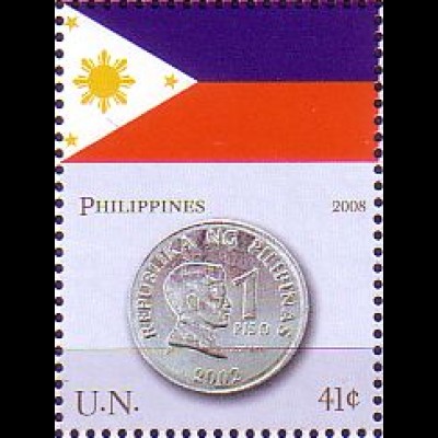 UNO New York Mi.Nr. 1087 Flaggen und Münzen, Philippinen (0,85)