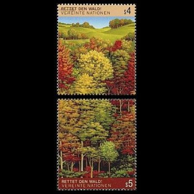 UNO Wien Mi.Nr. 81-82 Rettet den Wald, Herbstlicher Laubwald (2 Werte)