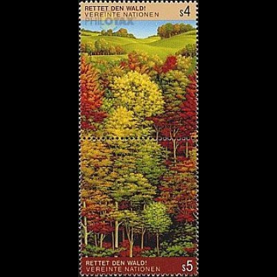 UNO Wien Mi.Nr. Zus.dr.81-82 Rettet den Wald, Herbstlicher Laubwald (2 Werte)
