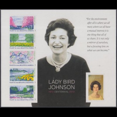 USA Mi.Nr. Block 65 100.Geb. Lady Bird Johnson