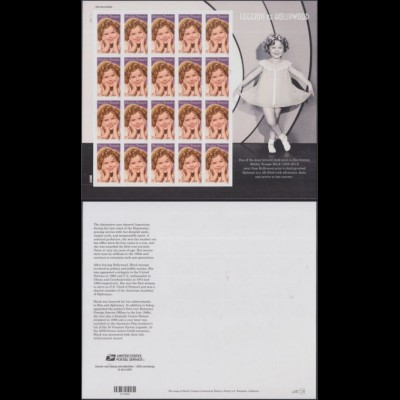 USA Mi.Nr. 5234 (Fol.) Shirley Temple, skl. (Fol.bog.mit 20 Marken)