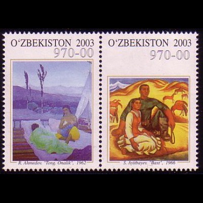 Usbekistan Mi.Nr. Zdr.534-35 Gemälde von Ahmedov + Aytbaev 