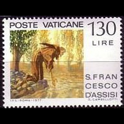 Vatikan Mi.Nr. 698 Hl. Franz v. Assisi, Gem. Cambellotti durch das Wasser (130)