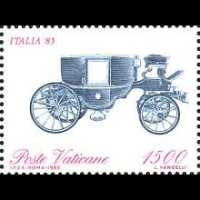 Vatikan Mi.Nr. 881A Int. Briefm.ausst. ITALIA `85, Kutsche (1500 gez.14:13 1/4)