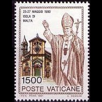 Vatikan Mi.Nr. 1049 Papst Johannes Paul II., Reise nach Malta (1500)