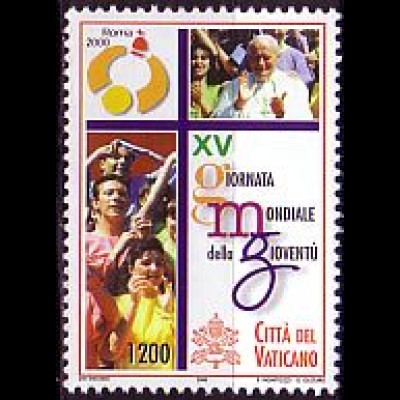 Vatikan Mi.Nr. 1348 Weltjugendtag Rom, Johannes Paul II. + Jugendl. (1200)