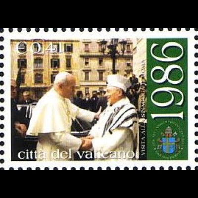 Vatikan Mi.Nr. 1437 25 J. Pont. Johannes Paul II. Synagoge Rom (0,41)