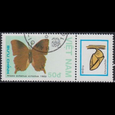 Vietnam Mi.Nr. 1993 Ausstellung INDIA'89, Schmetterling Anaea echemus (50)