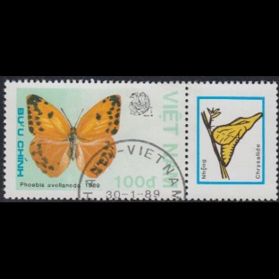 Vietnam Mi.Nr. 1994 Ausstellung INDIA'89, Schmetterling Phoebis avellaneda (100)