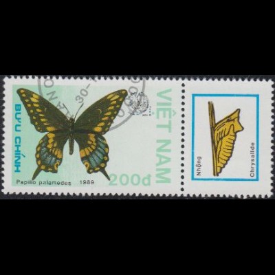 Vietnam Mi.Nr. 1996 Ausstellung INDIA'89, Schmetterling Papilio palamedes (200)