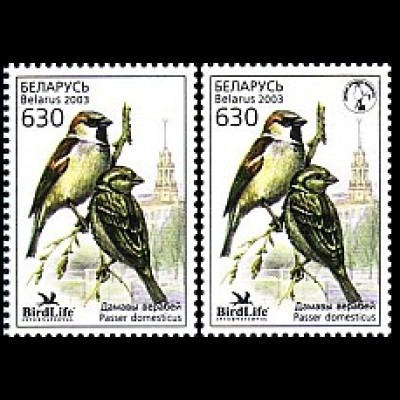 Weißrußland Mi.Nr. Paar 484-85 Vogel des Jahres, Haussperling (2 Werte)
