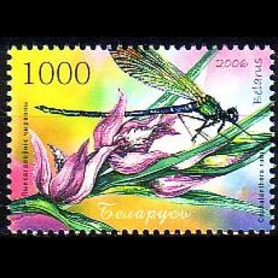 Weißrußland Mi.Nr. 645 Orchideen, Rotes Waldvöglein, Libelle n.rechts (1000)