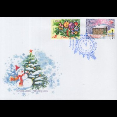 Weißrussland Mi.Nr. 1088-89 Neujahr u.Weihnachten, Weihnachtsbaum, Kirche (2W.)