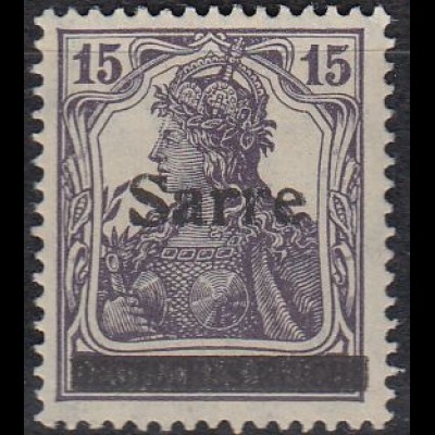 Saargebiet Mi.Nr. 7 a I Marke Deutsches Reich, Germania mit Aufdruck Sarre (15)