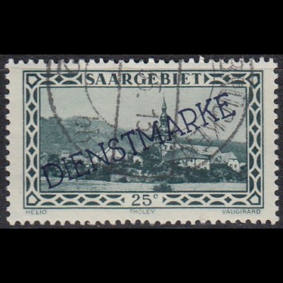 Saargebiet Dienstmarke Mi.Nr. 25 Marke mit diagonalem Aufdruck DIENSTMARKE (25)