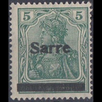 Saargebiet Mi.Nr. 4 a I Marke Deutsches Reich, Germania mit Aufdruck Sarre (5)