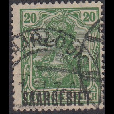 Saargebiet Mi.Nr. 46 Marke Deutsches Reich, Germania m. Aufdruck SAARGEBIET (20)