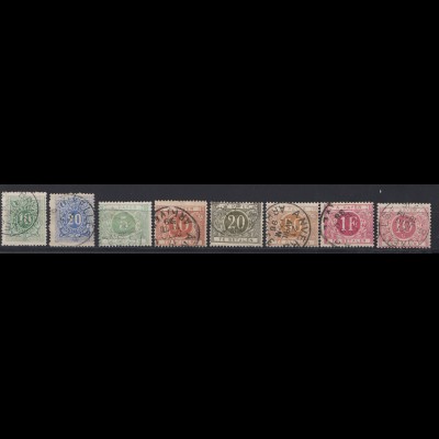 Belgien Portomarken, kleine Partie mit 34 Briefmarken gestempelt