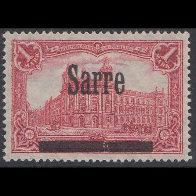 Saargebiet Mi.Nr. 17 A I Marke Deutsches Reich, Reichspostamt, Aufdruck Sarre,1M
