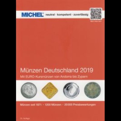 Michel Katalog Münzen Deutschland 2019, 23. Auflage mit EURO-Kursmünzen Andorra bis Zypern