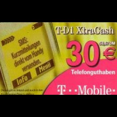 Handykarte T Mobile, XtraCash "SMS...", 30 € / 58,67 DM