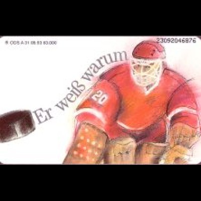 Telefonkarte A 31 09.93 Arbeitsschutz - Eishockey Torwart