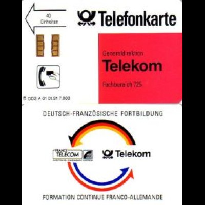 Telefonkarte A 01 01.91 Deutsch-Französische Fortbildung, DD 2102, Aufl. 7000