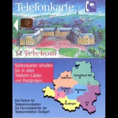 Telefonkarte A 26 08.91 OPD Stuttgart, 2. Aufl., DD 2204, Aufl. 40000