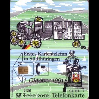 Telefonkarte A 33 10.91 1.Kartentelefon Thüringen, 2. Aufl.,DD 2205, Aufl. 40000