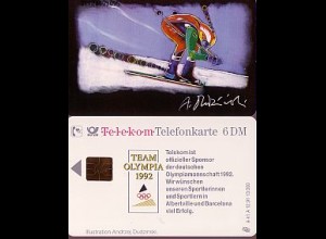 Telefonkarte A 41 A 12.91 Team Olympia-Skiläufer, 1. Aufl., DD 3112, Aufl. 13000