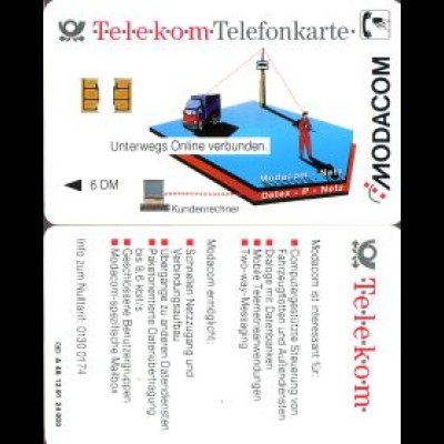 Telefonkarte A 48 12.91 Modacom, 1. Aufl., große Nr., DD 1202, Aufl. 24000