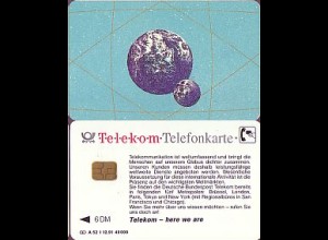 Telefonkarte A 52 I 12.91 Telekom ... weltumfassend .., DD 1209, Aufl. 49000