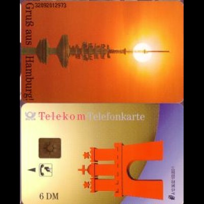 Telefonkarte A 12 06.92 Gruß aus Hamburg, DD 3209, Aufl. 100000