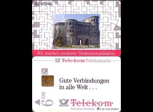 Telefonkarte A 38 12.92 Porta Nigra, Trier, Modul 21, DD 3211, Aufl. 52000