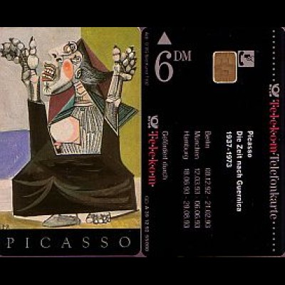 Telefonkarte A 39 12.92 Picasso, neue Nr., DD 1212, Aufl. 55000
