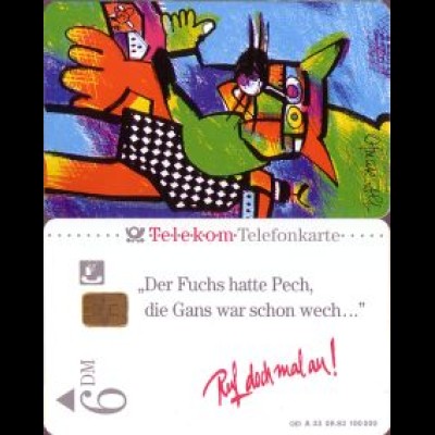 Telefonkarte A 33 03.93 Otmar Alt, Fuchs, Modul 31, DD 1310, Aufl. 100000