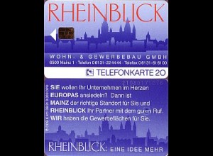 Telefonkarte K 411 08.91, Rheinblick Wohnbau Mainz, Aufl. 3000