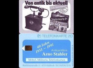 Telefonkarte K 430 08.91, Arno Stahler - Antiquitäten, Aufl. 3000