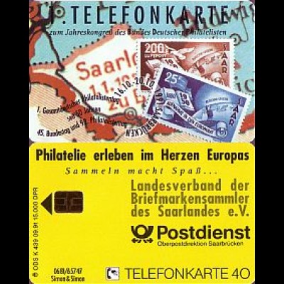 Telefonkarte K 439 09.91, Bund Deutscher Philatelisten, Aufl. 15000