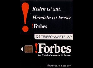 Telefonkarte K 467 09.91, Forbes, Aufl. 3500