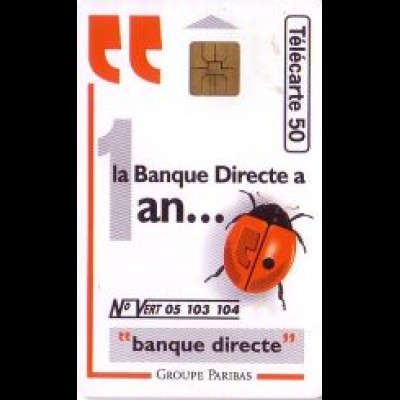 Telefonkarte Frankreich, banque directe, Marienkäfer, 50